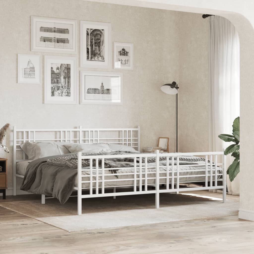 Giroletto con Testiera e Pediera Metallo Bianco 183x213 cm | homemem39