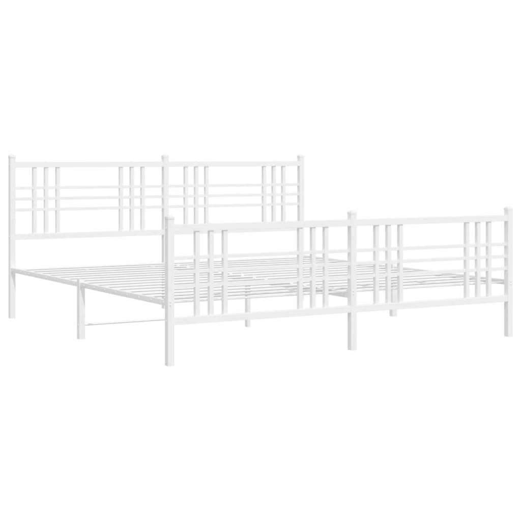 Giroletto con Testiera e Pediera Metallo Bianco 193x203 cm | homemem39