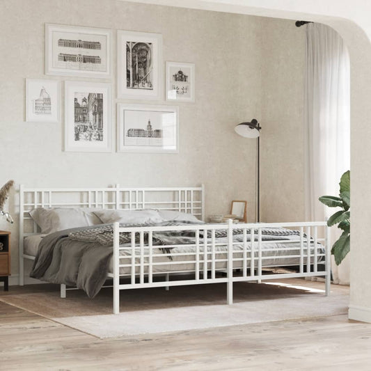 Giroletto con Testiera e Pediera Metallo Bianco 193x203 cm | homemem39