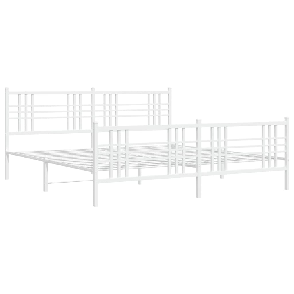 Giroletto con Testiera e Pediera Metallo Bianco 200x200 cm | homemem39