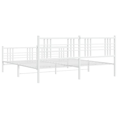 Giroletto con Testiera e Pediera Metallo Bianco 200x200 cm | homemem39