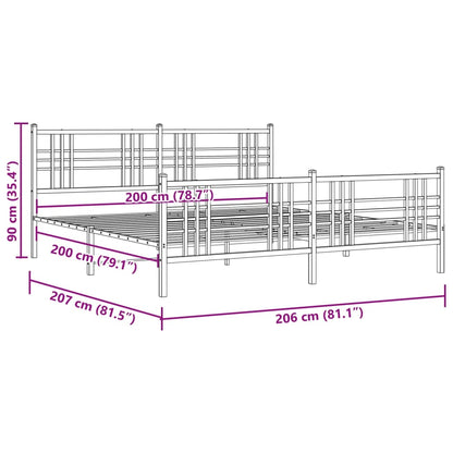 Giroletto con Testiera e Pediera Metallo Bianco 200x200 cm | homemem39