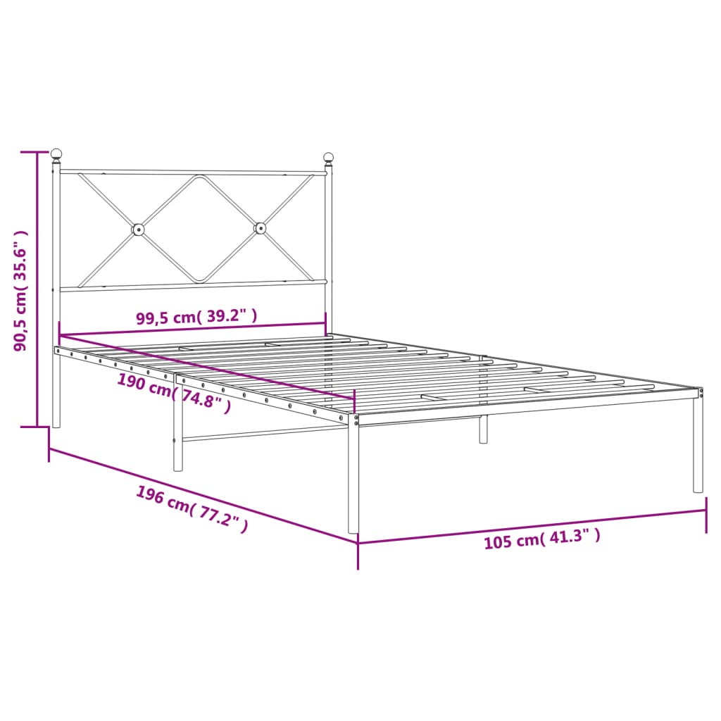 Giroletto con Testiera in Metallo Nero 100x190 cm | homemem39