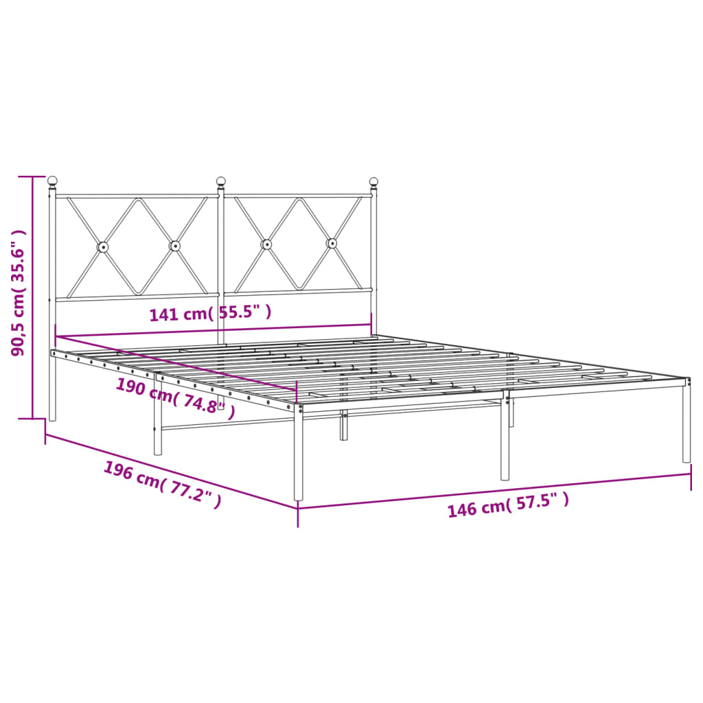 Giroletto con Testiera in Metallo Nero 140x190 cm | homemem39