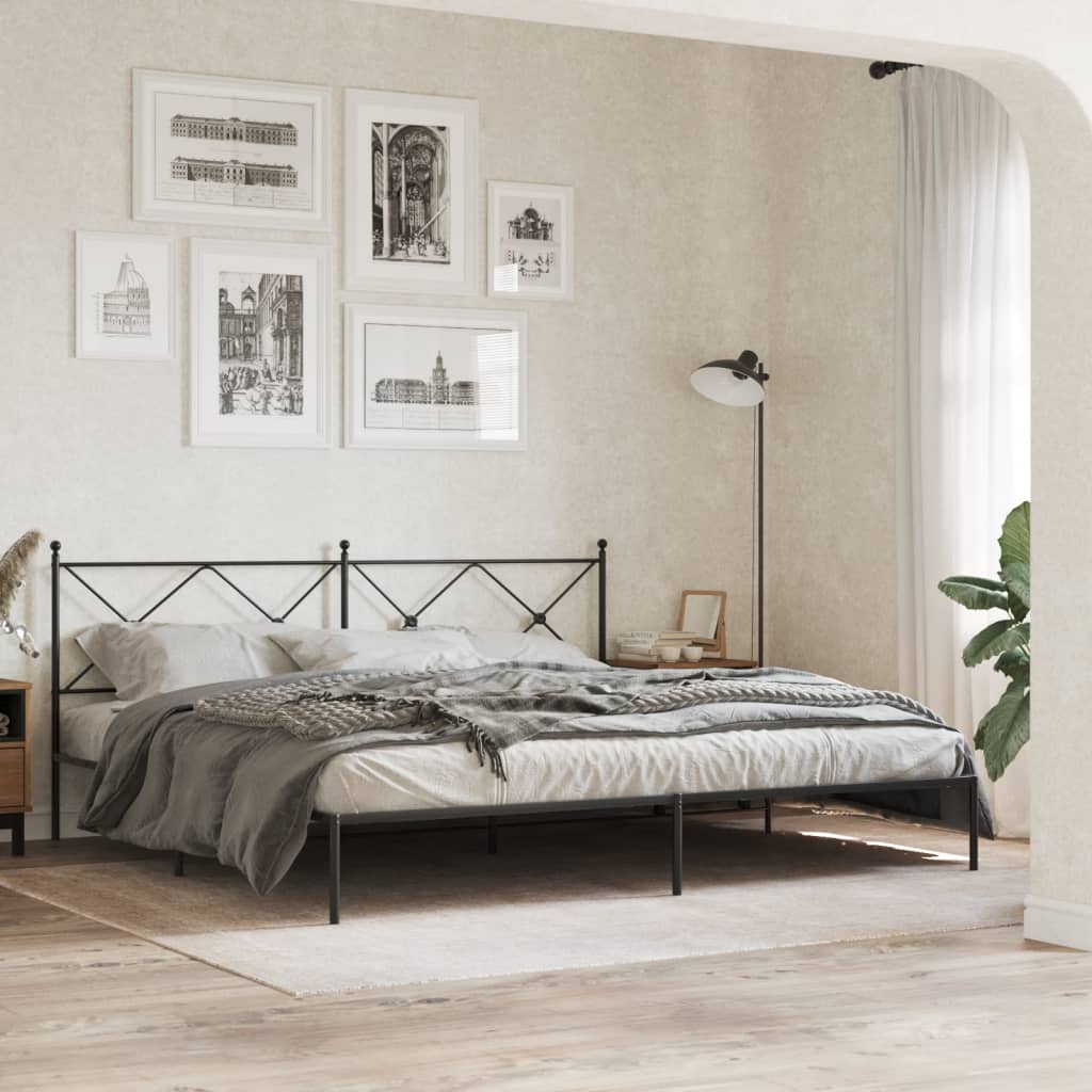 Giroletto con Testiera in Metallo Nero 200x200 cm | homemem39