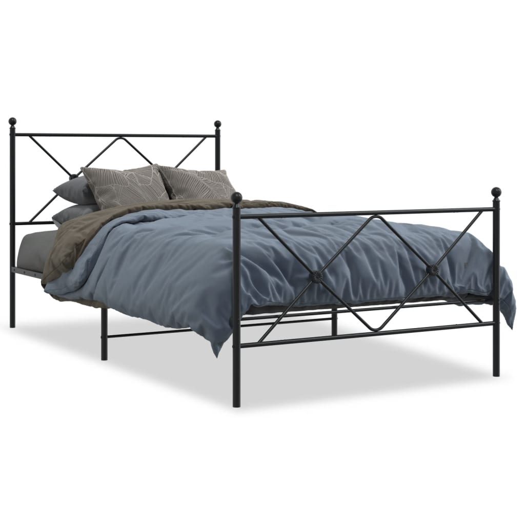 Giroletto con Testiera e Pediera Metallo Nero 100x190 cm | homemem39