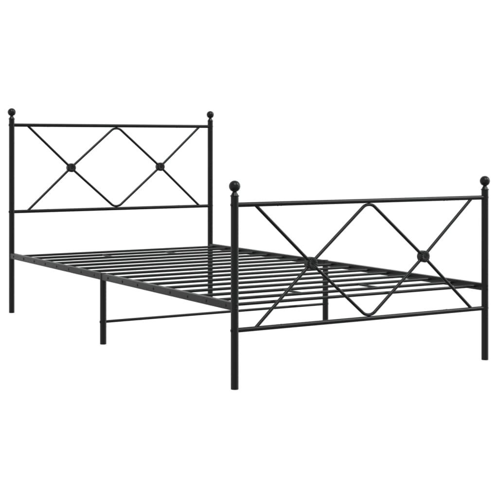 Giroletto con Testiera e Pediera Metallo Nero 100x190 cm | homemem39
