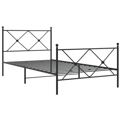 Giroletto con Testiera e Pediera Metallo Nero 100x190 cm | homemem39