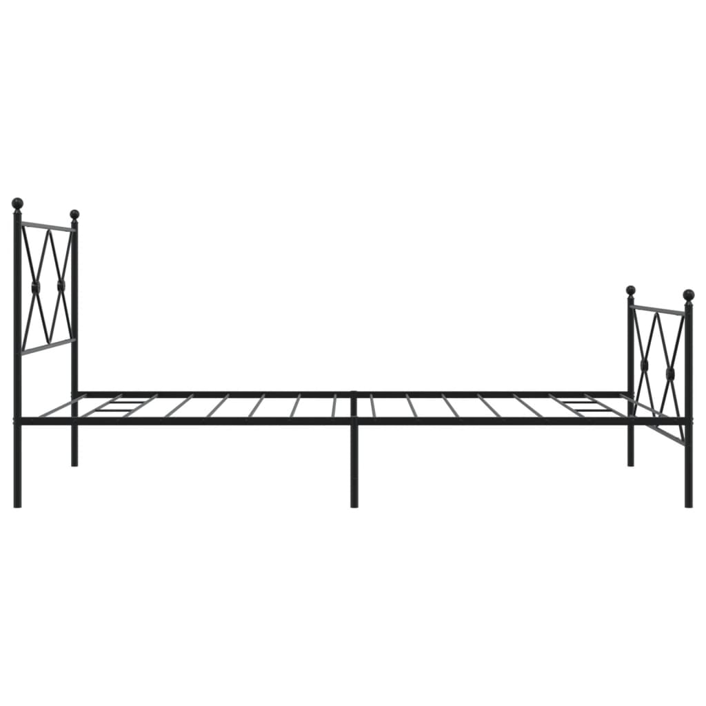 Giroletto con Testiera e Pediera Metallo Nero 100x190 cm | homemem39
