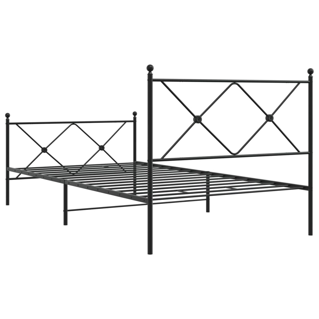Giroletto con Testiera e Pediera Metallo Nero 100x190 cm | homemem39