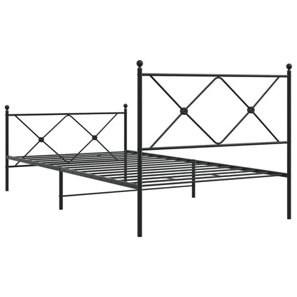Giroletto con Testiera e Pediera Metallo Nero 100x190 cm | homemem39