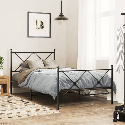 Giroletto con Testiera e Pediera Metallo Nero 100x190 cm | homemem39