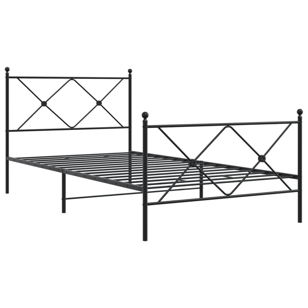 Giroletto con Testiera e Pediera Metallo Nero 100x200 cm | homemem39