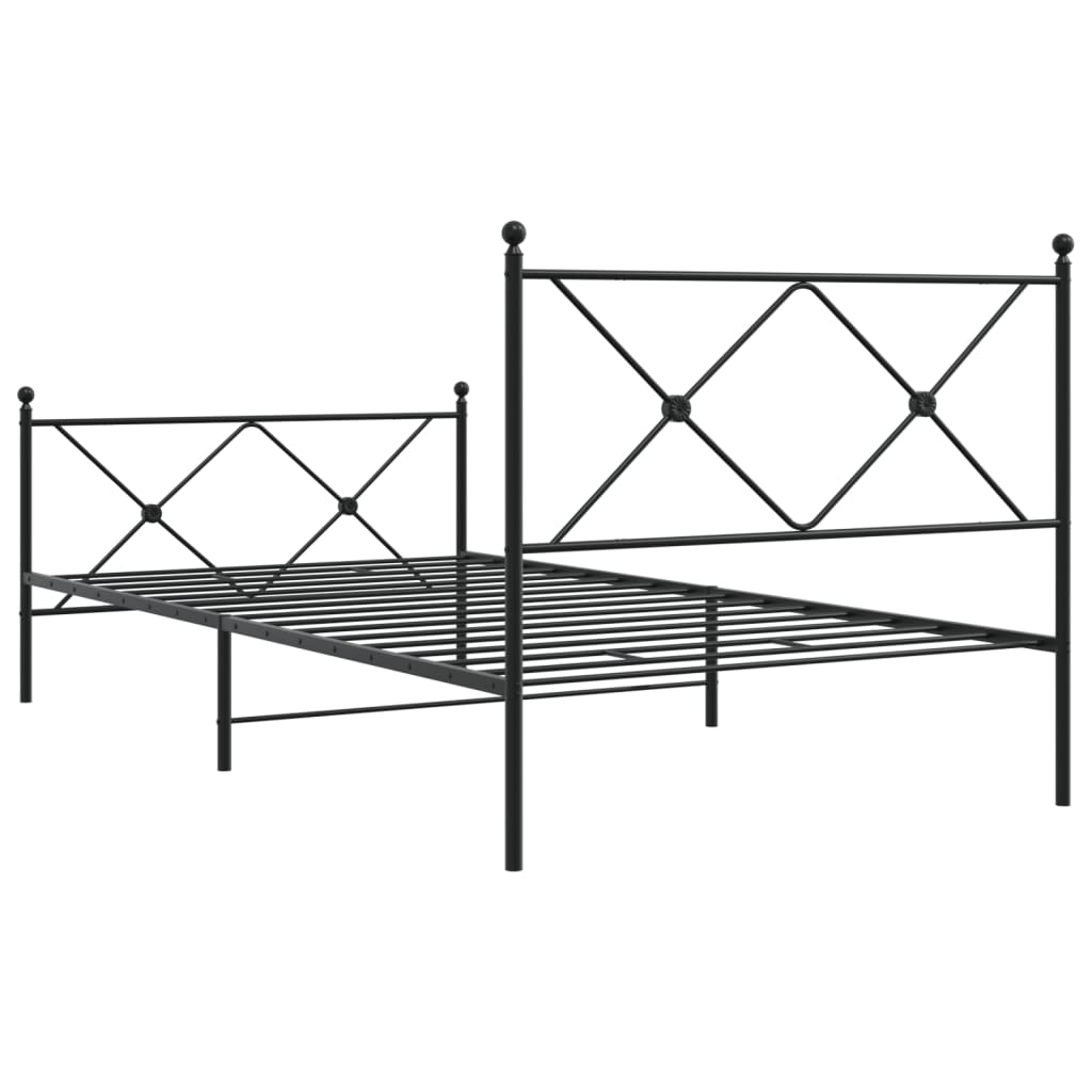 Giroletto con Testiera e Pediera Metallo Nero 100x200 cm | homemem39
