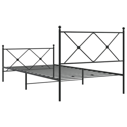 Giroletto con Testiera e Pediera Metallo Nero 107x203 cm | homemem39