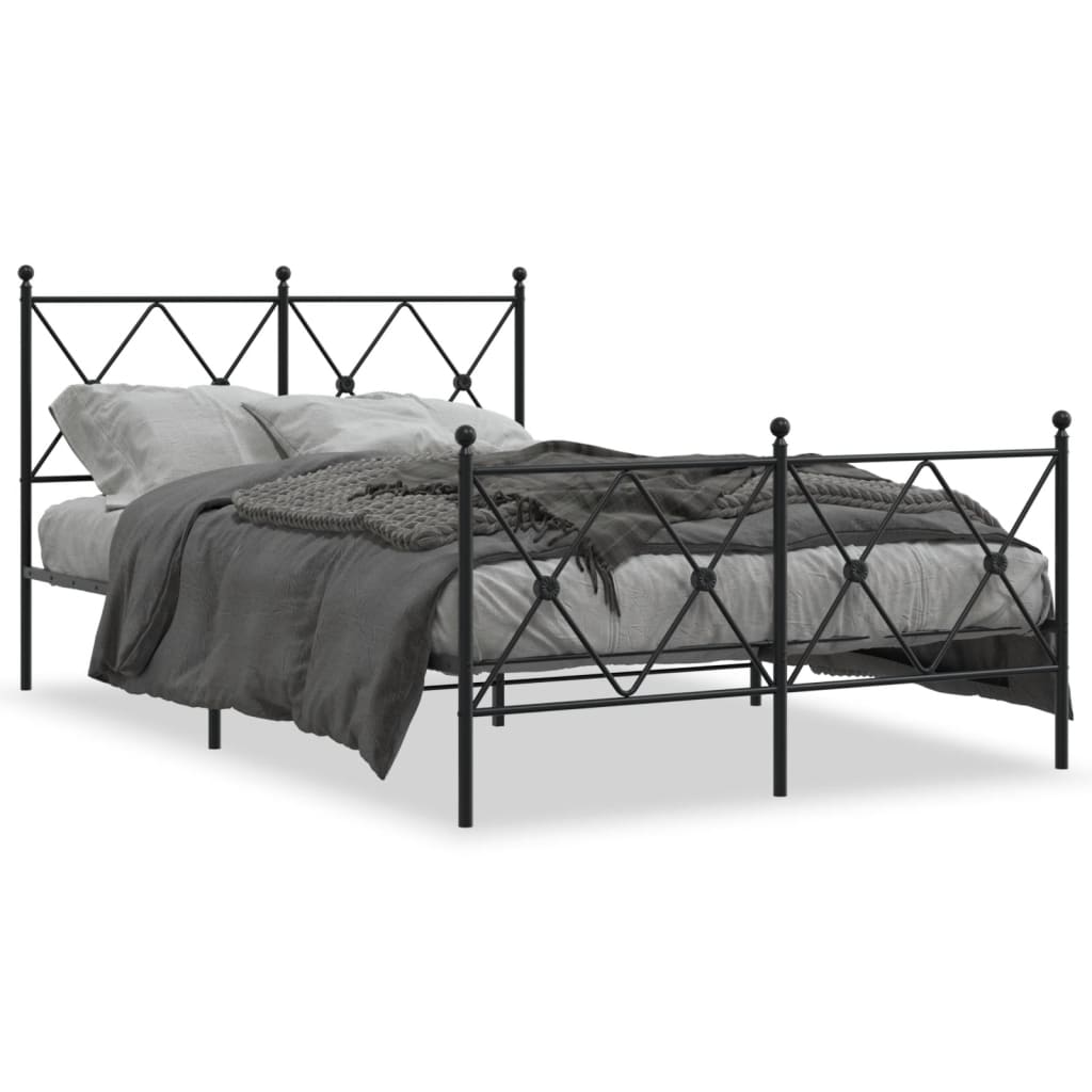 Giroletto con Testiera e Pediera Metallo Nero 120x200 cm | homemem39