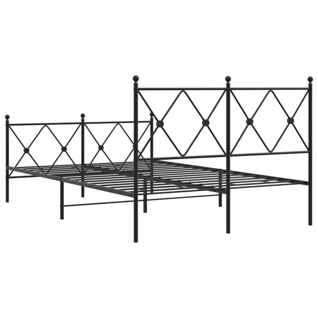 Giroletto con Testiera e Pediera Metallo Nero 120x200 cm | homemem39