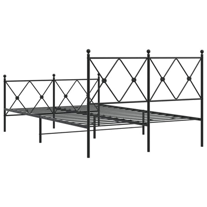 Giroletto con Testiera e Pediera Metallo Nero 120x200 cm | homemem39
