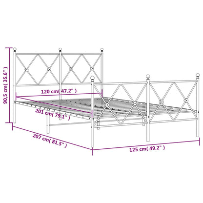 Giroletto con Testiera e Pediera Metallo Nero 120x200 cm | homemem39