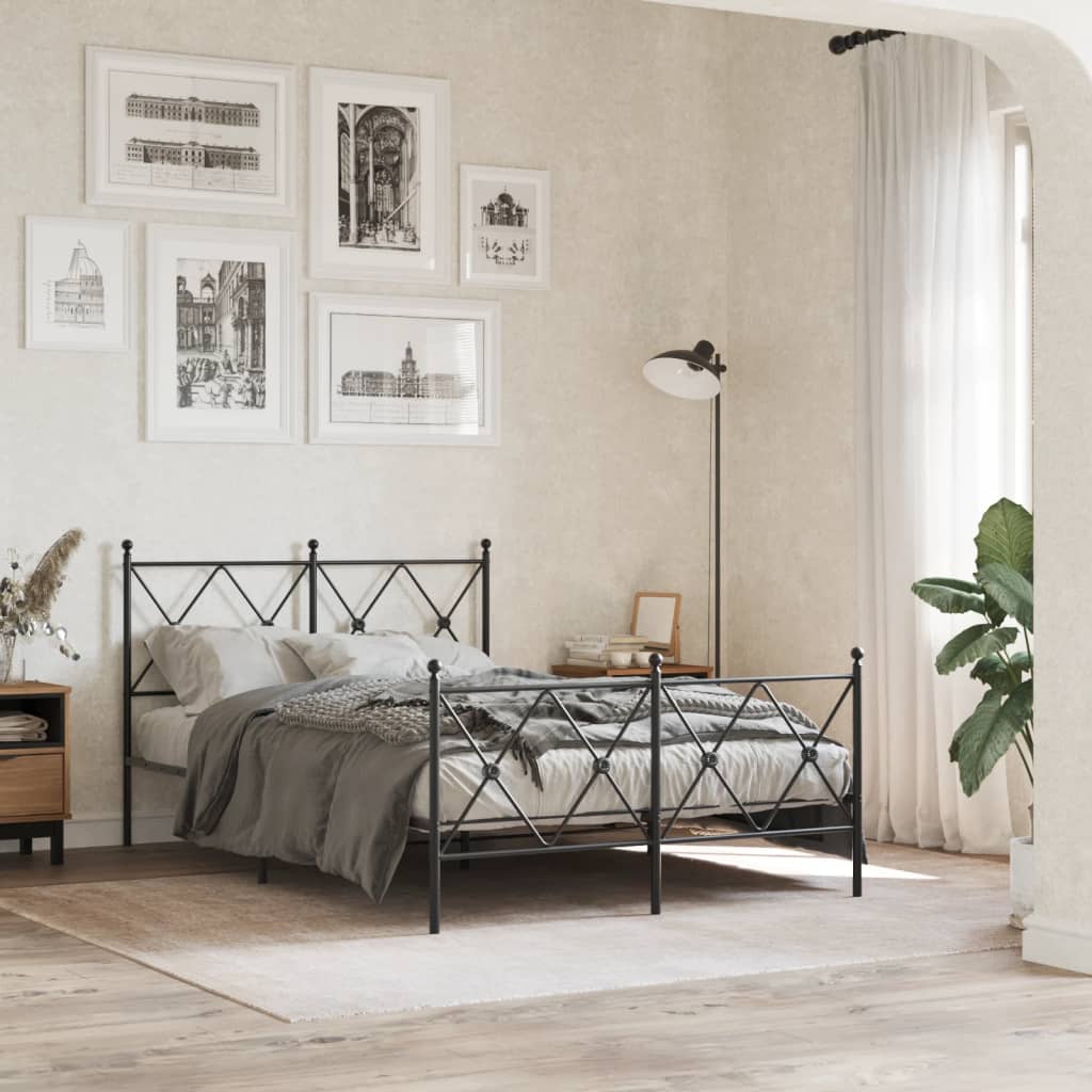 Giroletto con Testiera e Pediera Metallo Nero 120x200 cm | homemem39