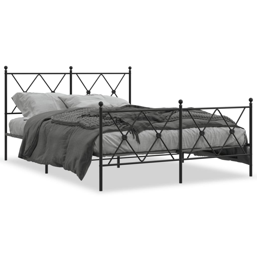 Giroletto con Testiera e Pediera Metallo Nero 140x190 cm | homemem39