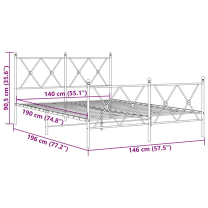 Giroletto con Testiera e Pediera Metallo Nero 140x190 cm | homemem39