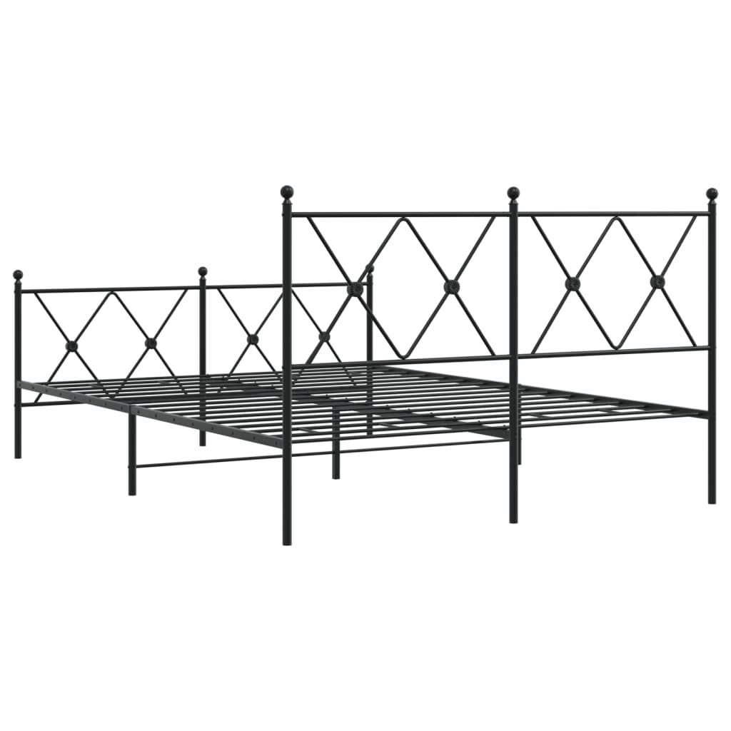 Giroletto con Testiera e Pediera Metallo Nero 140x200 cm | homemem39