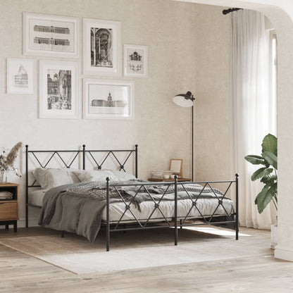 Giroletto con Testiera e Pediera Metallo Nero 140x200 cm | homemem39