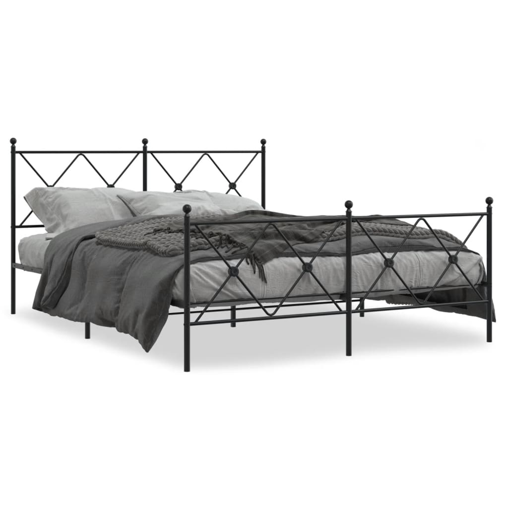 Giroletto con Testiera e Pediera Metallo Nero 150x200 cm | homemem39