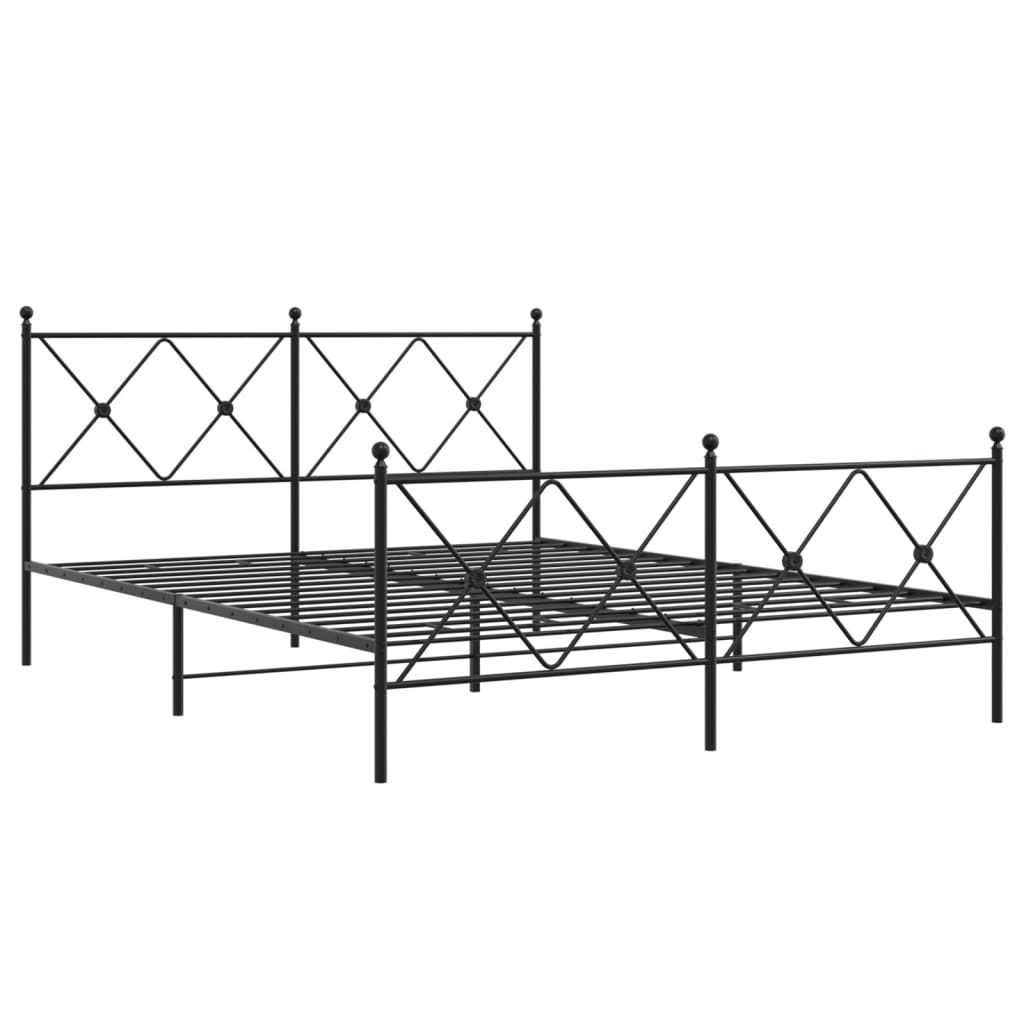 Giroletto con Testiera e Pediera Metallo Nero 150x200 cm | homemem39