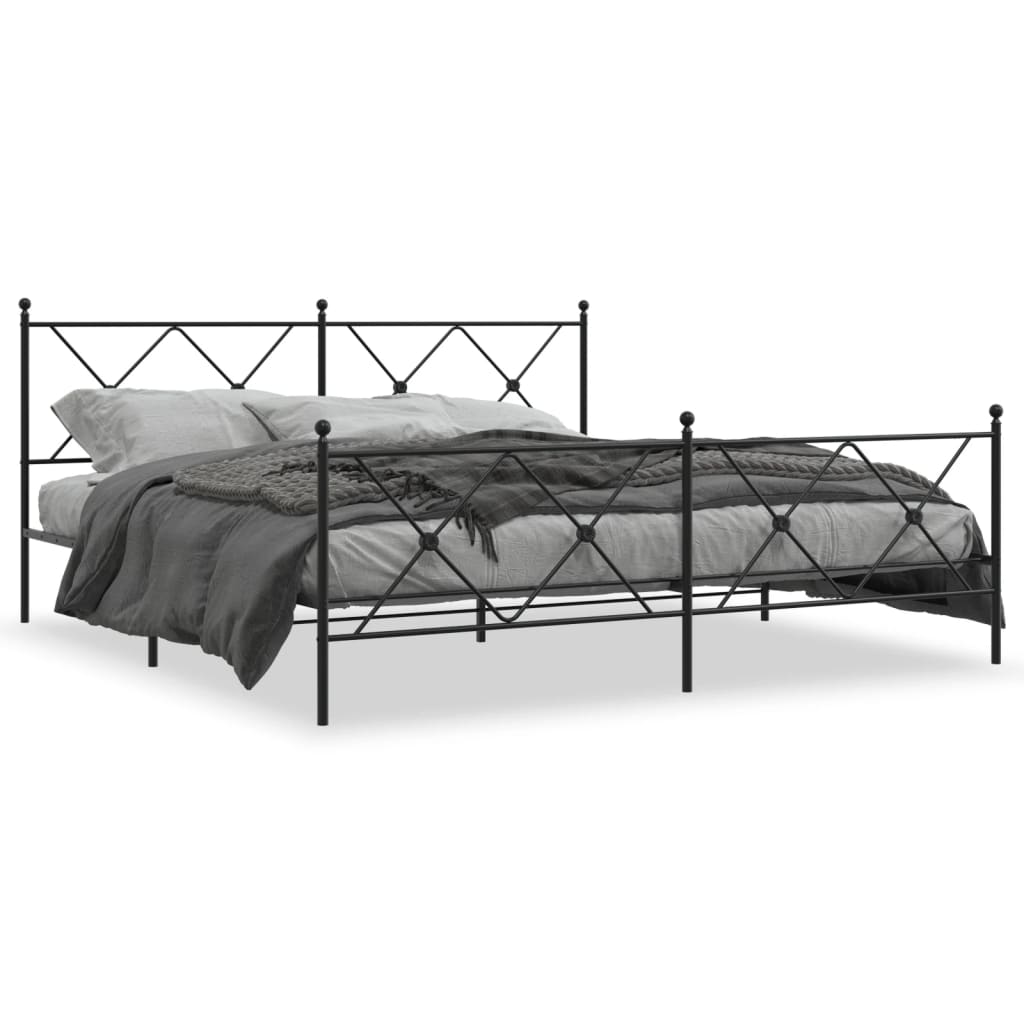 Giroletto con Testiera e Pediera Metallo Nero 183x213 cm | homemem39