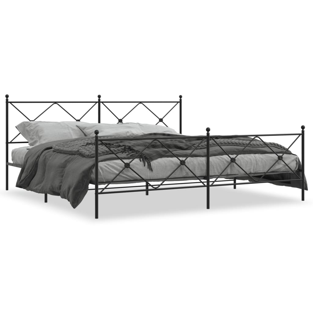 Giroletto con Testiera e Pediera Metallo Nero 193x203 cm - homemem39