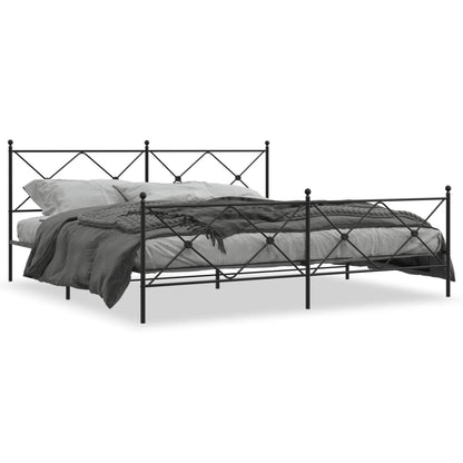 Giroletto con Testiera e Pediera Metallo Nero 193x203 cm - homemem39