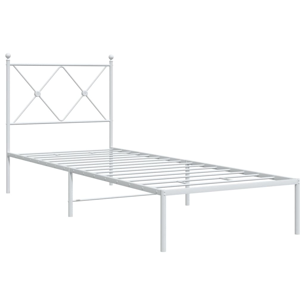 Giroletto senza Materaso con Testiera Metallo Bianco 75x190 cm | homemem39