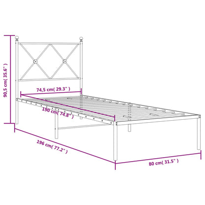 Giroletto senza Materaso con Testiera Metallo Bianco 75x190 cm | homemem39