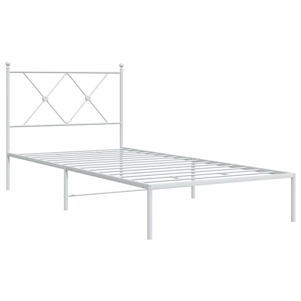 Giroletto con Testiera Metallo Bianco 90x190 cm | homemem39