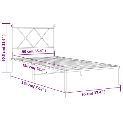 Giroletto con Testiera Metallo Bianco 90x190 cm | homemem39