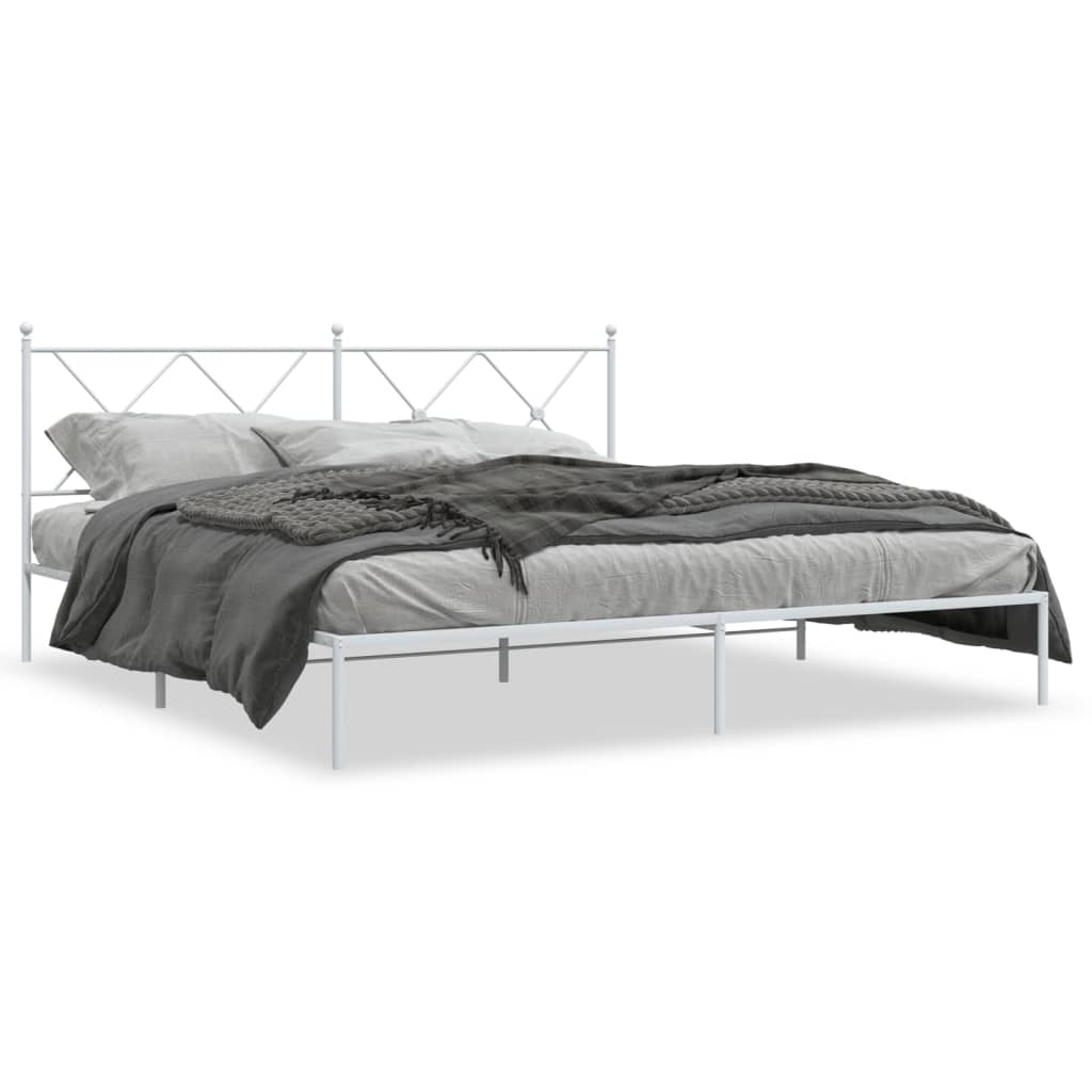 Giroletto con Testiera Metallo Bianco 183x213 cm | homemem39