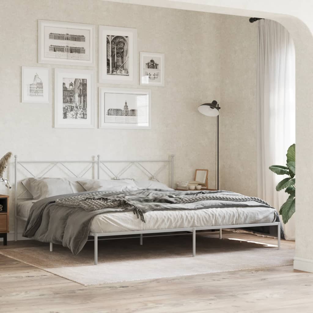 Giroletto con Testiera Metallo Bianco 193x203 cm | homemem39