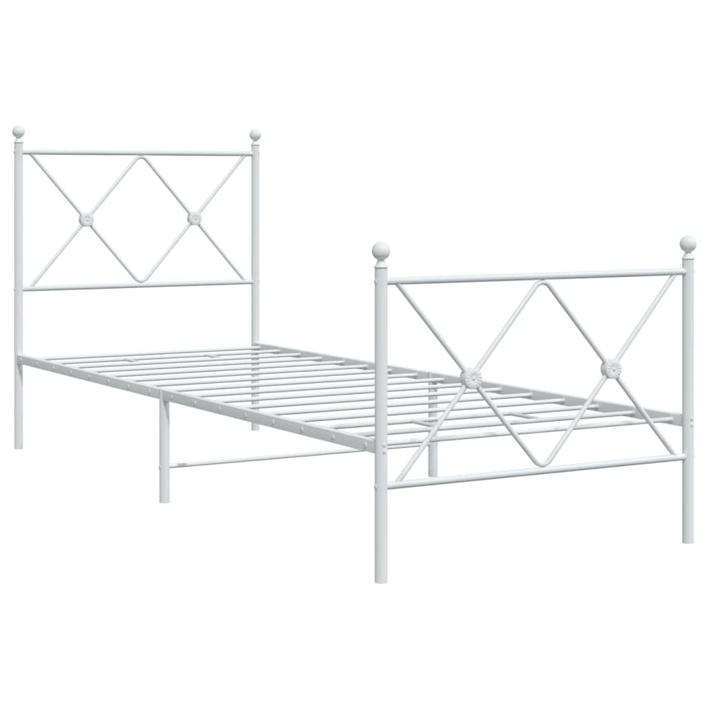 Giroletto con Testiera e Pediera Metallo Bianco 80x200 cm | homemem39