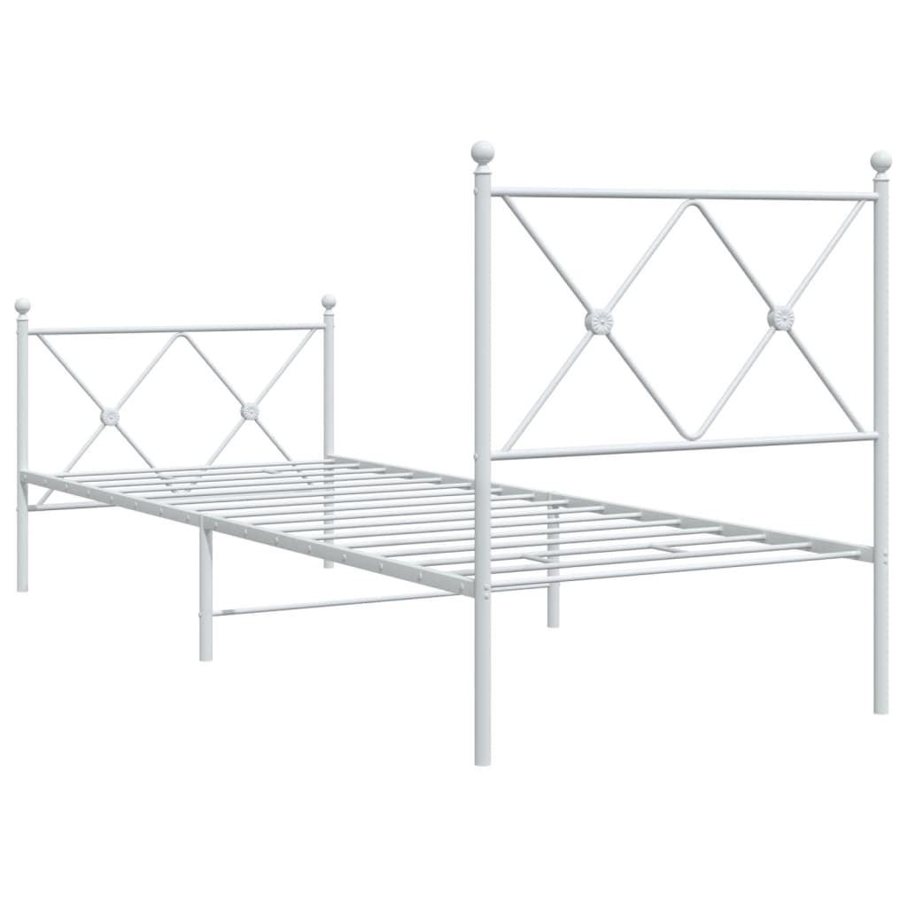 Giroletto con Testiera e Pediera Metallo Bianco 80x200 cm | homemem39