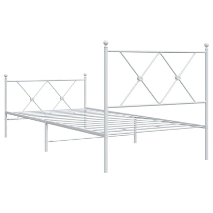 Giroletto con Testiera e Pediera Metallo Bianco 90x190 cm | homemem39