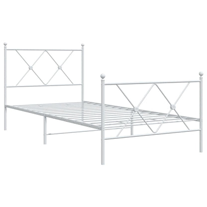 Giroletto con Testiera e Pediera Metallo Bianco 90x200 cm