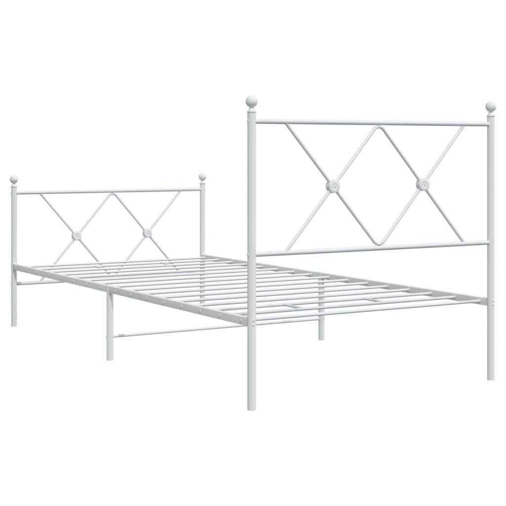 Giroletto con Testiera e Pediera Metallo Bianco 90x200 cm