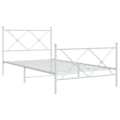 Giroletto con Testiera e Pediera Metallo Bianco 100x190 cm | homemem39