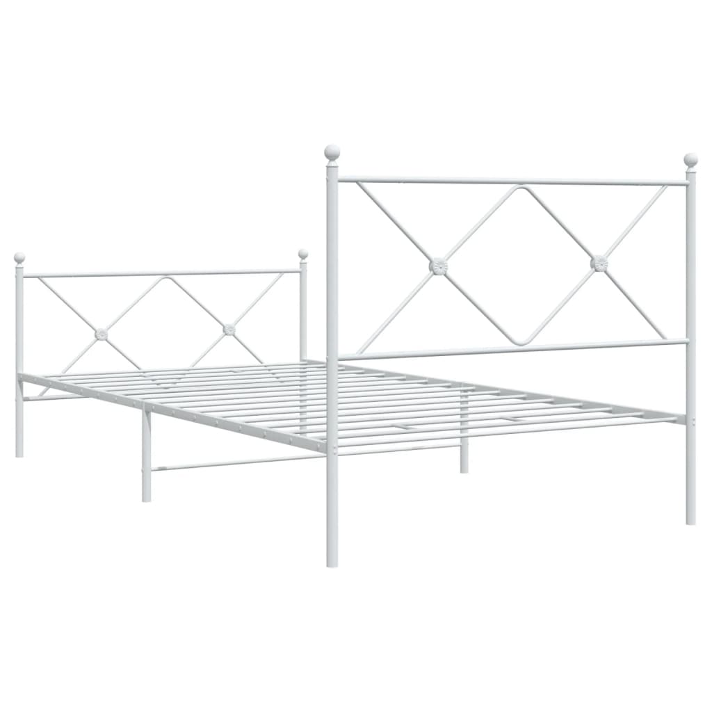 Giroletto con Testiera e Pediera Metallo Bianco 100x190 cm | homemem39