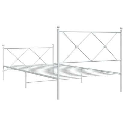 Giroletto con Testiera e Pediera Metallo Bianco 100x190 cm | homemem39