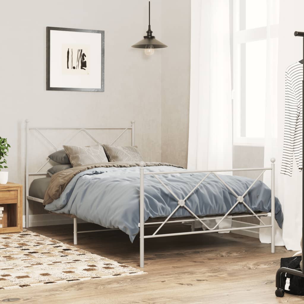 Giroletto con Testiera e Pediera Metallo Bianco 100x190 cm | homemem39