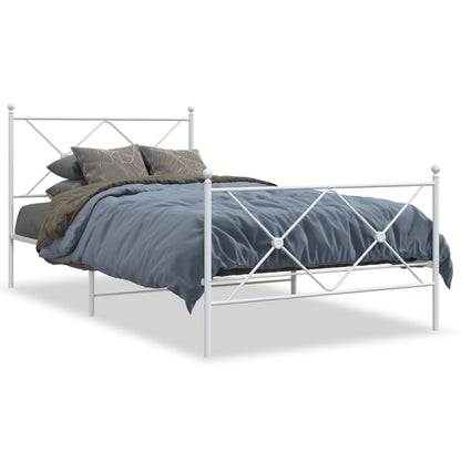 Giroletto con Testiera e Pediera Metallo Bianco 107x203 cm | homemem39