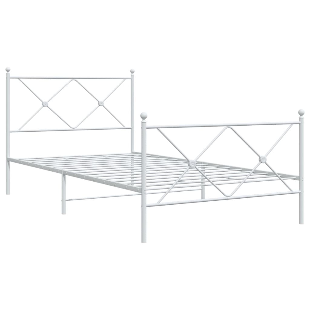 Giroletto con Testiera e Pediera Metallo Bianco 107x203 cm | homemem39